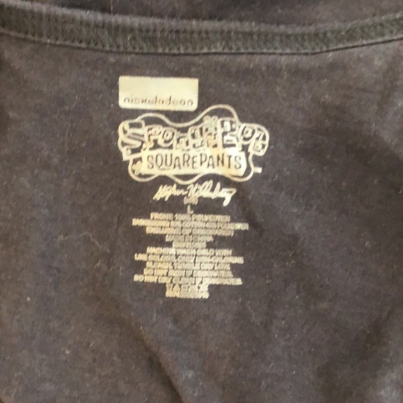 🎄Sponge bob square pants black patterned print pineapple shirt tank top SZ L - Picture 5 of 5